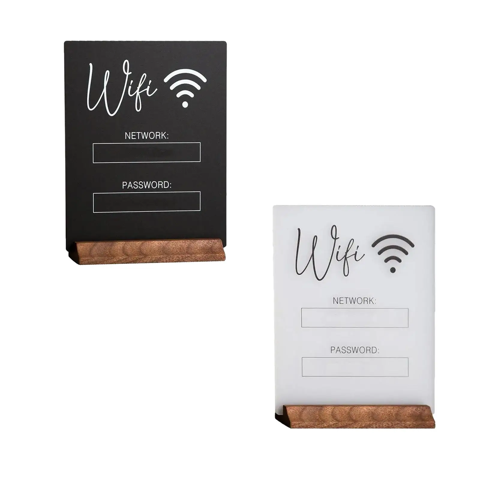 WiFi Password Sign Reusable Photo Block Holder Board Centerpiece Decoration for Desktop Hotel Banquet Restaurant Reception