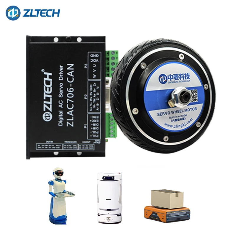 Built-in-encoder 8inch 5N.m 36/48V 350w 400RPM 1024 Wire 100kg Load Brushless DC Servo Electric Wheel Hub Motor for Robot