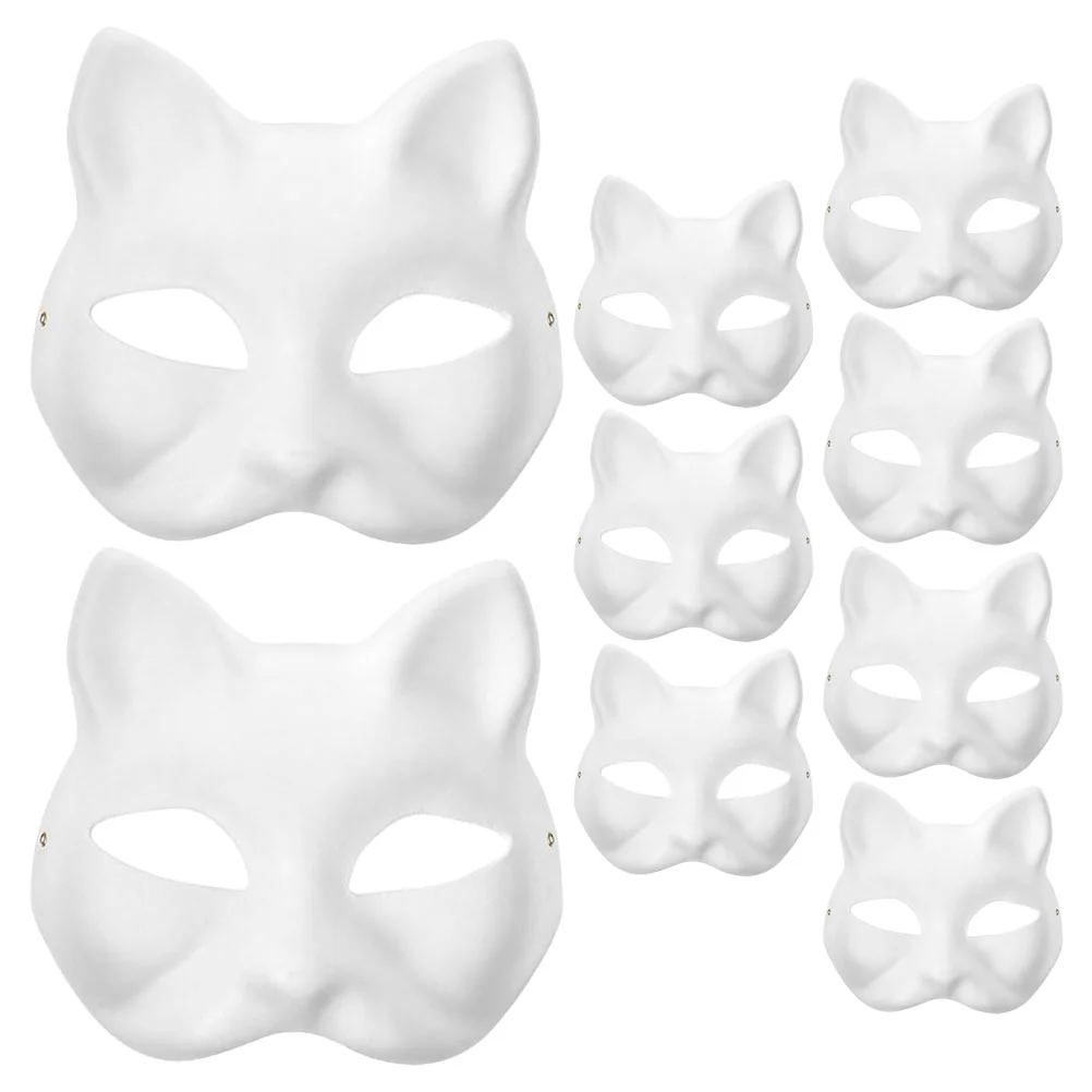 9 Pcs Mask Blank DIY Masks Prom White Paper Paintable for Carnival Masquerade Unpainted Cosplay Party Child