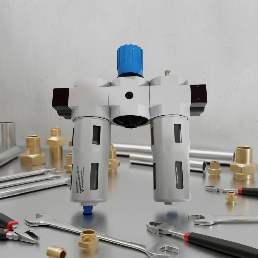 Pneumatic FRL Combination Air Source Treatment Unit Filter Regulator Lubricator Set Lightweight Industrial Automation