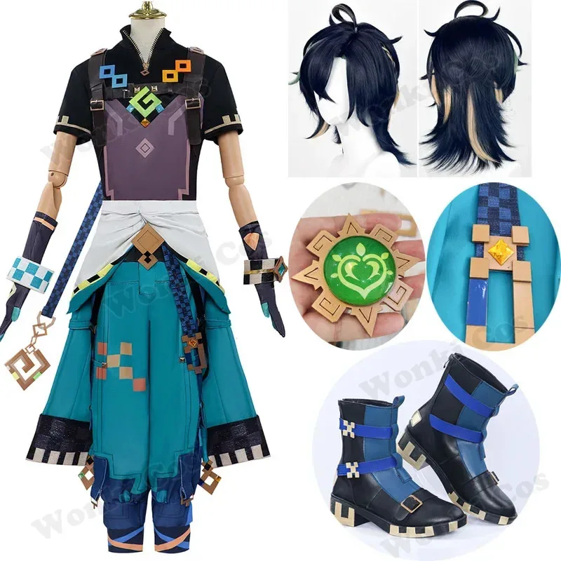 

Game Impact Косплей Новый Natlan Kinich Косплей Костюм Парик Волосы Кинич Обувь для мужчин Вечерние наряды Костюмы для ролевых игр