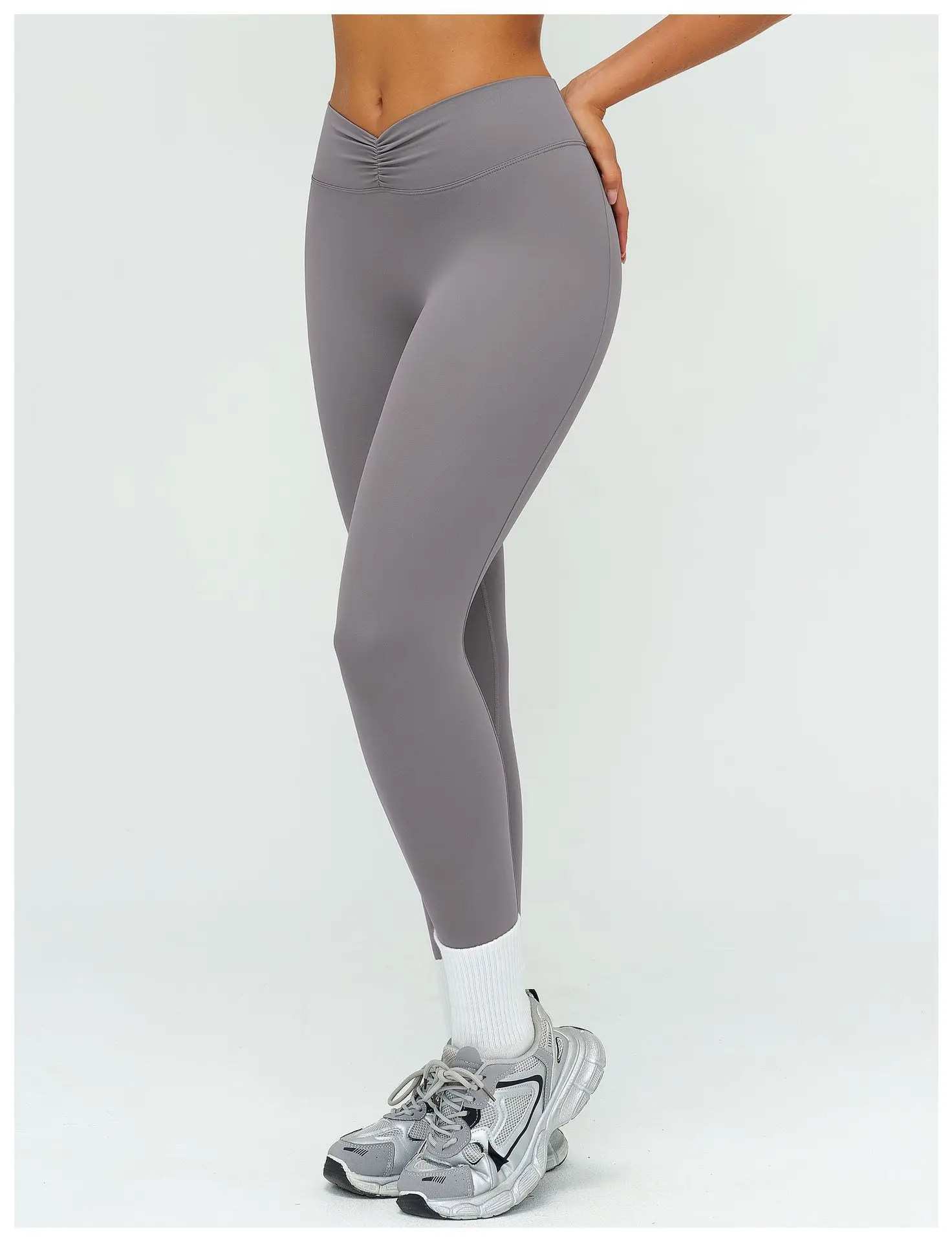 High Waist Pleated Long Pants Tight Fit for Outdoor Sports Running Fitness Active Wear Exercise Trousers