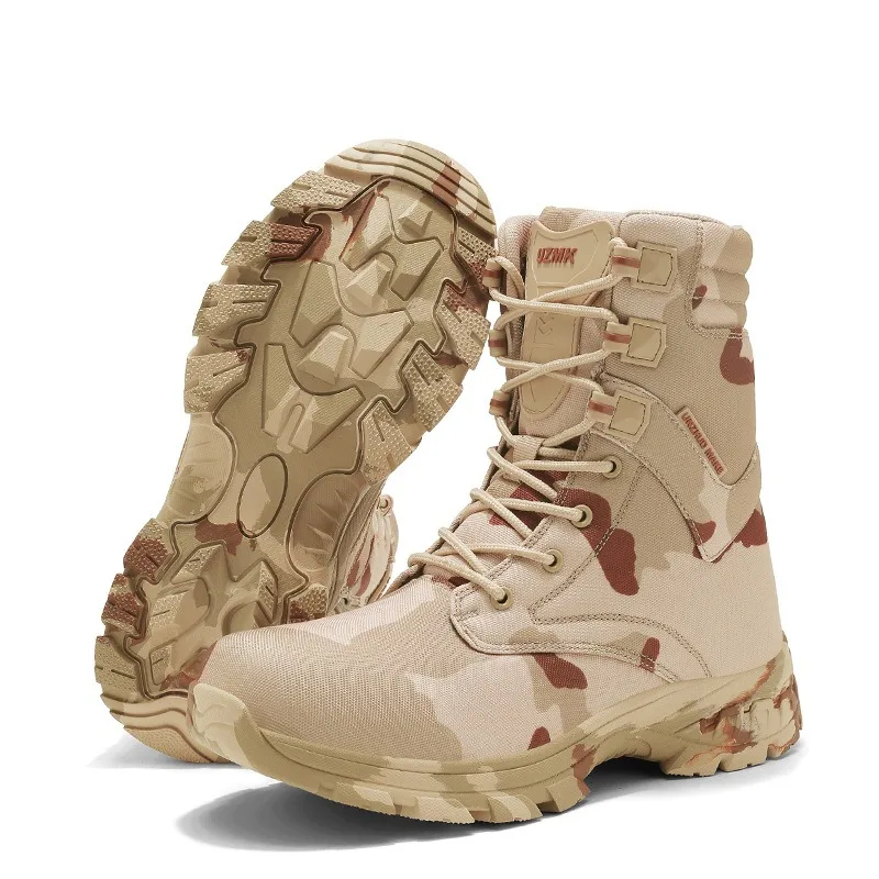 Men Camouflage Boots Fashion High-top Hiking Boots Outdoor Work Safety Shoes for Men Tactical Booties Jungle Training Boot Botas