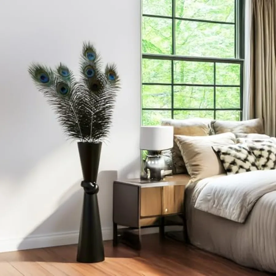 Tall Black Floor Vase 23.6 Glossy Resin for Pampas Grass Dried Flowers Modern Farmhouse Indoor Decor view 6