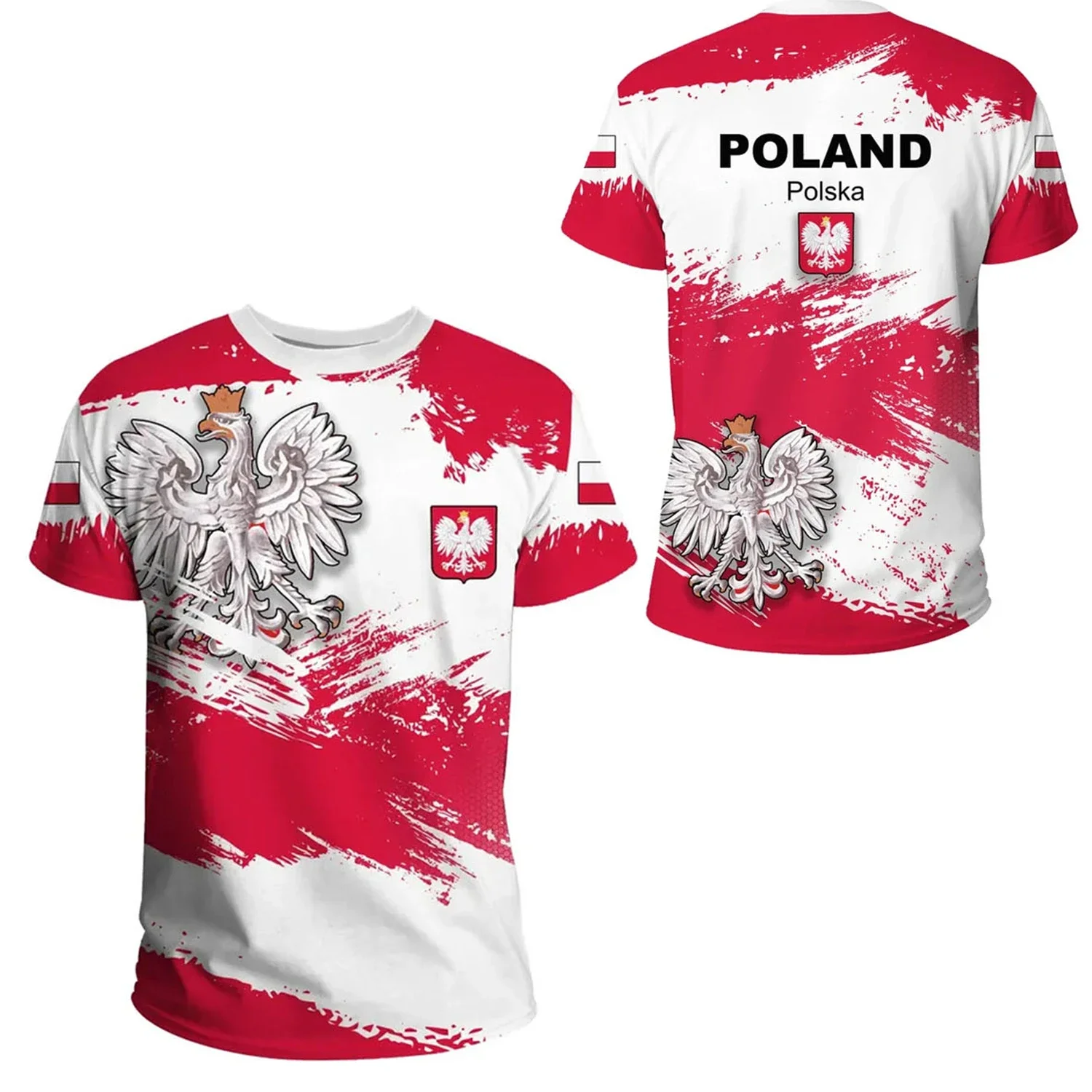 Poland Flag National Emblem Tshirts 3D Print T-Shirt Summer T Shirt Fashion Kids Casual Boy Girl Unisex Round Neck Tees TShirt