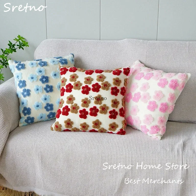 

3D Plush Floral Cushion Cover Bed Sofa Decoration Cushions Cover 45x45 Home Decoration Pillow Covers Fundas De Cojines Almofada