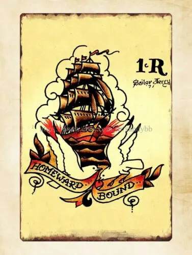 Sailor Jerry Traditional Tattoo Homeward Bound metal tin sign wall hanging