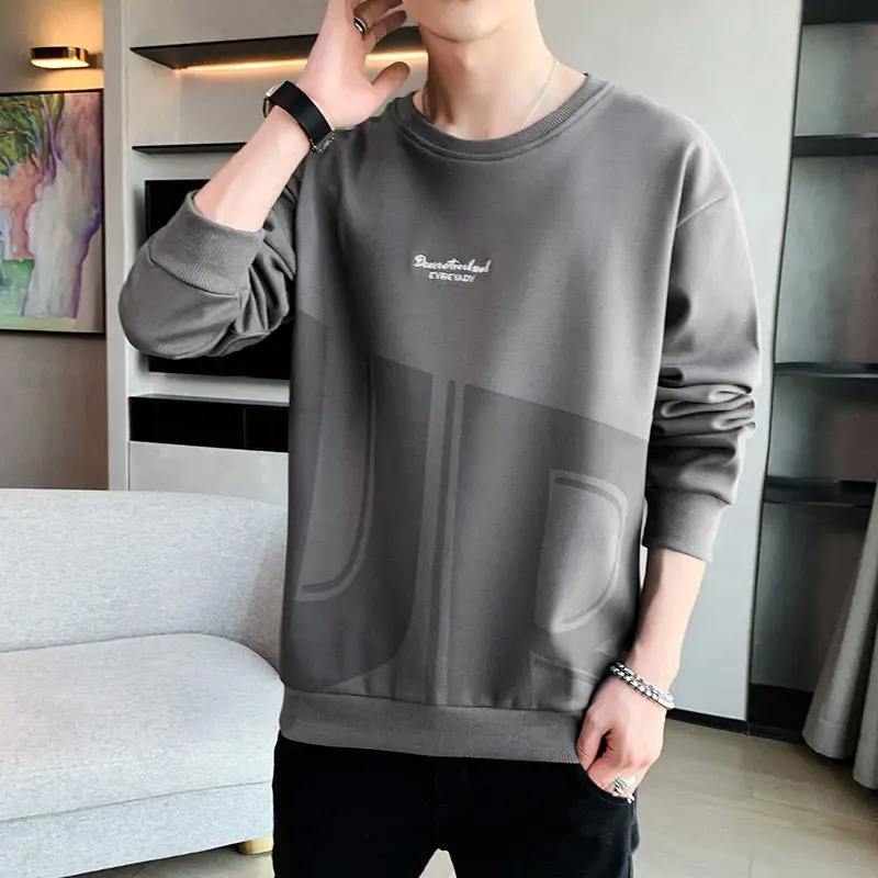 

Fashion O-Neck Printed Letter All-match Sweatshirt Men's Clothing 2023 Autumn New Casual Long Sleeve Tops Korean Sweatshirts