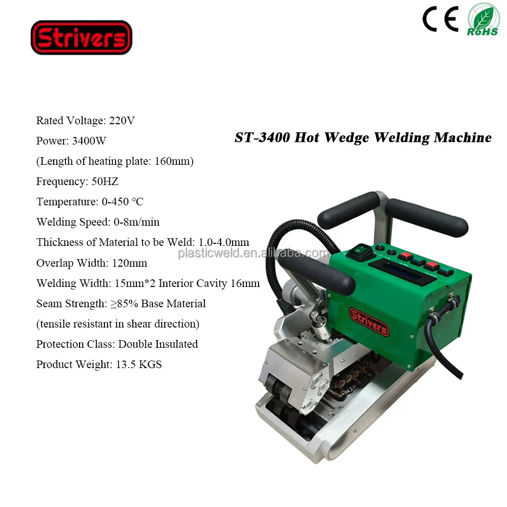 (ST-3400) 3400W Automatic Geomembrane Welding Machine Hdpe Geomembrane Hot Wedge Welder for 1.0-4.0mm Liner Hdpe Overlap Welding