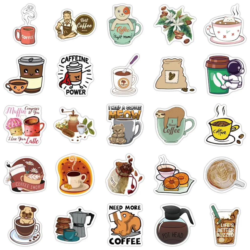 50PCS Vintage Rooftop Coffee Shop Stickers Set Scrapbooking Stickers For Journal Planner Diy Crafts Scrapbooking Diary