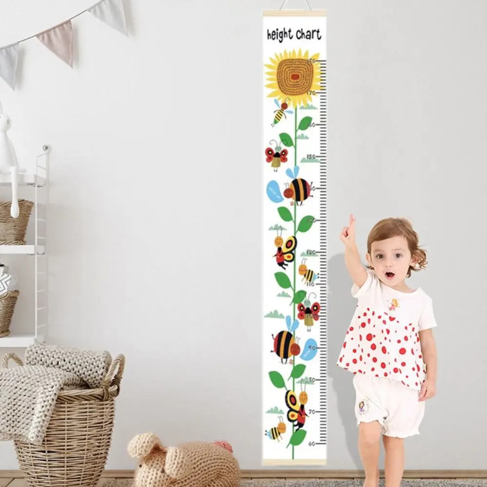 Righelli per misurare l'altezza dei bambini da appendere alla parete Grafico per misurare l'altezza arrotolabile rimovibile con cornice Grafico decorativo per la crescita del bambino