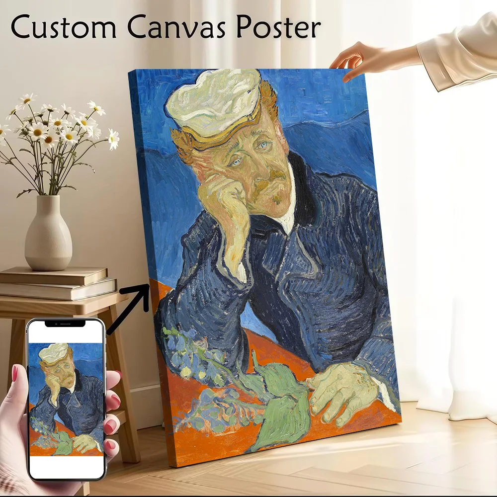 Portrait of Doctor Gachet By Van Gogh Poster Canvas Wall Art Personalized Print Modern Painting Perfect Gift for Vintage Decor