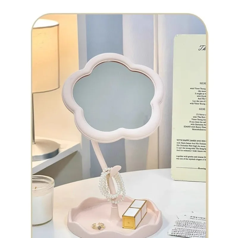 Makeup Dressing Mirror, Floral Pattern, Office Dormitory Decoration, High-end Style, Bedroom Home Supplies