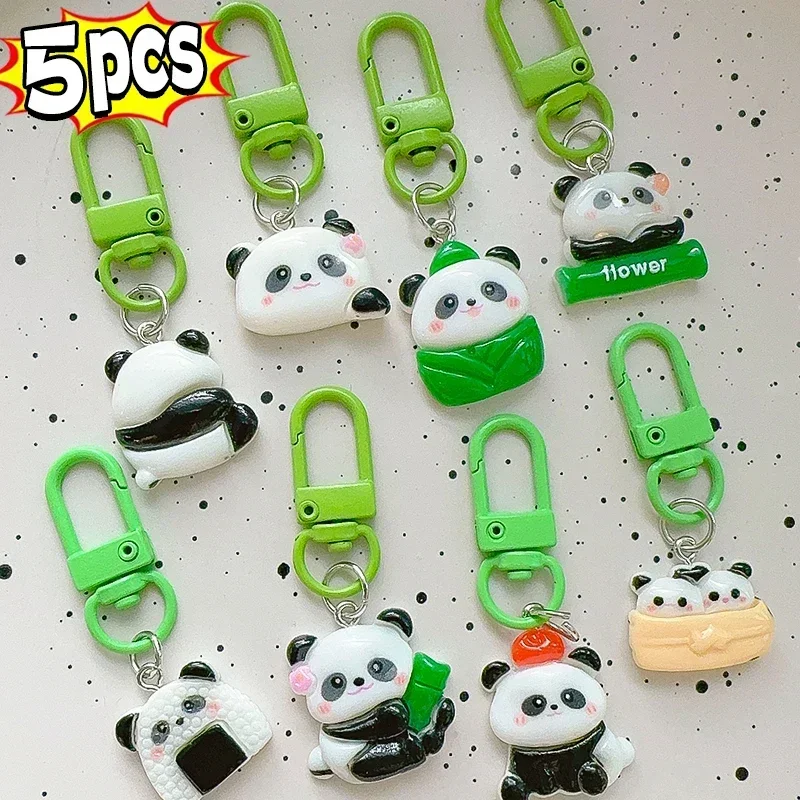 1/5pcs Fashion Cartoon Carrying Bamboo Panda Bag Keychain Sichuan Giant Panda Cute Keychain Car Pendant Children's Gift