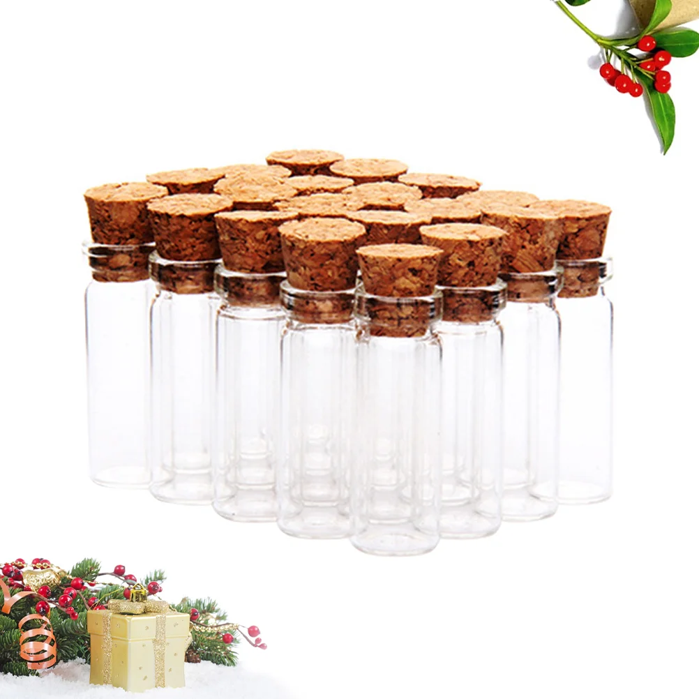 

24PCS 15ml Transparent DIY Wish Jars Mini Glass Bottles with Cork Stoppers for Weddings Message Wish Party