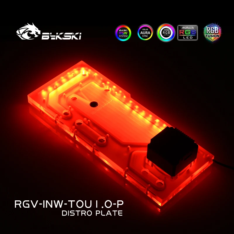 Bykski Akrilik Plat/Papan Distro Digunakan untuk IN WIN TOU1.0 Casing Untuk CPU dan GPU Block / 3PIN RGB Light / Intead Reservoir