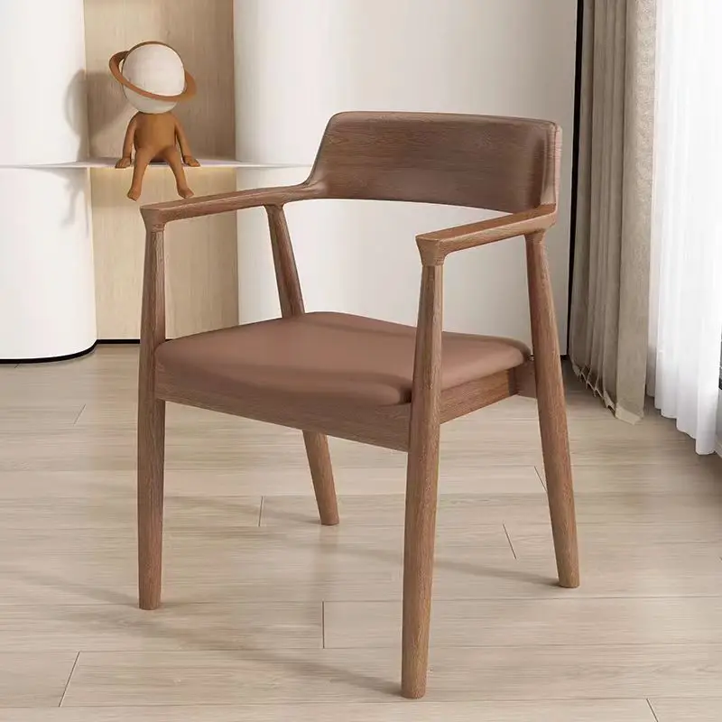 For Pure solid wood white wax dining chair household white wax restaurant household negotiation simple backrest