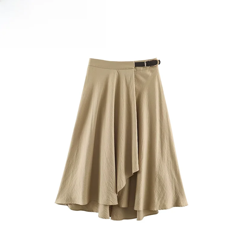Fashionable Midi Skirt with Buckle Decoration Women's Clothing Versatile Autumn New Arrival French Style Standard Fit A-Line ...