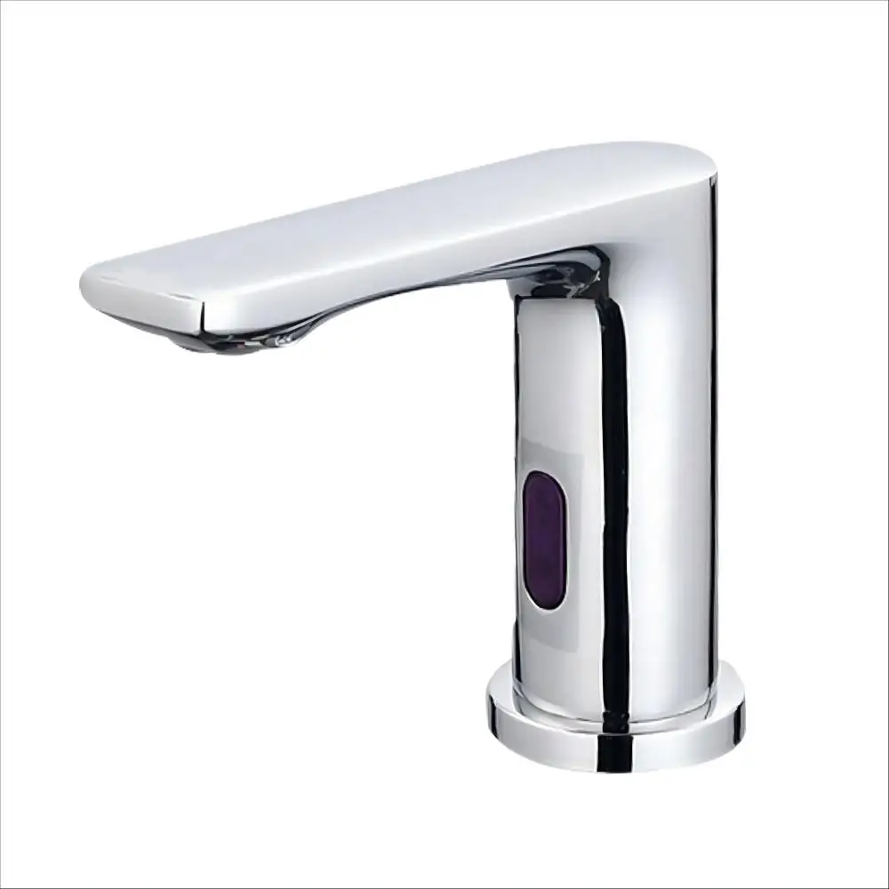 Automatic Infrared Induction Faucet Solid Brass Touchless Basin Tap Single Cold Water Deck Mounted for Home Commercial Bathroom