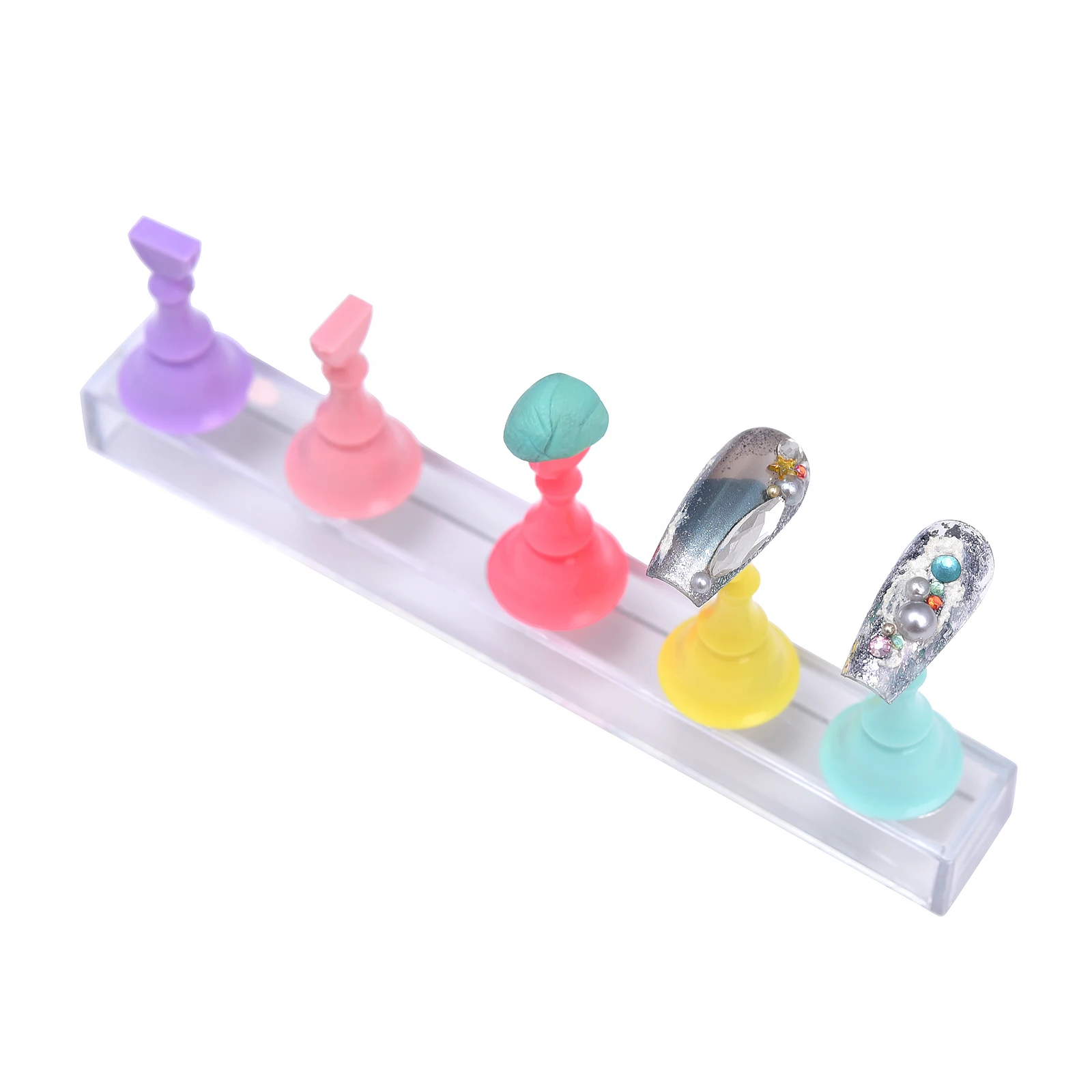 

5 шт./упак. шахматный магнитный держатель для ногтей, подставка для дизайна ногтей, пластиковая подставка для геля, инструмент, накладные кончики ногтей, тренировочный дисплей