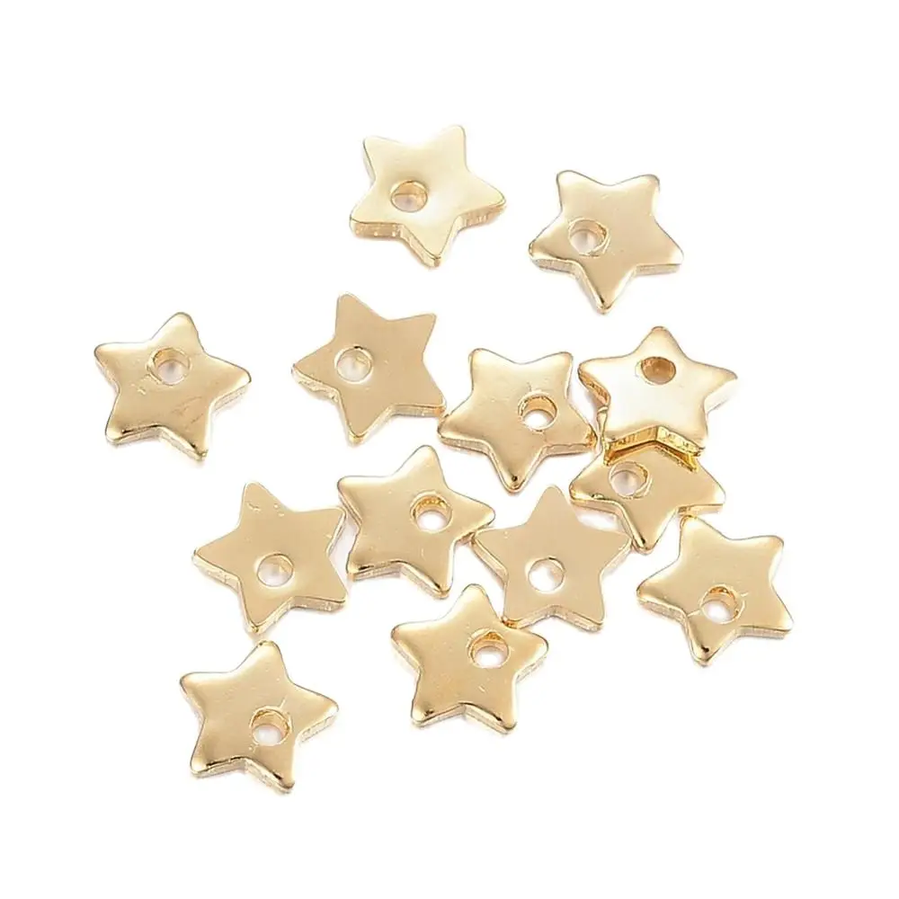 

50pcs 304 Stainless Steel Mini Stars Charms Necklace Pendants For DIY Jewelry Making Finding Accessory 5.5x6x1mm Hole: 1mm