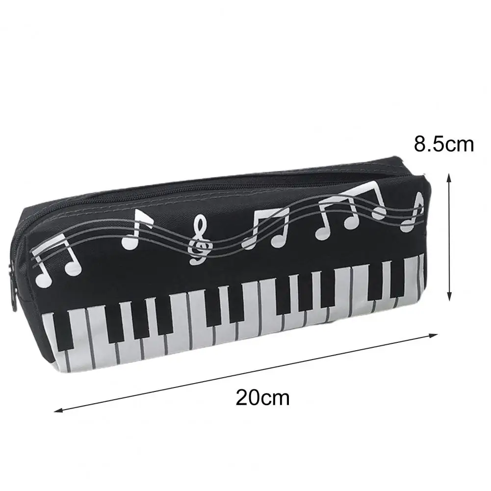 Pencil Bag Large Capacity Wear Resistant Canvas Musical Note Print Pencil Organizer Pouch for Home