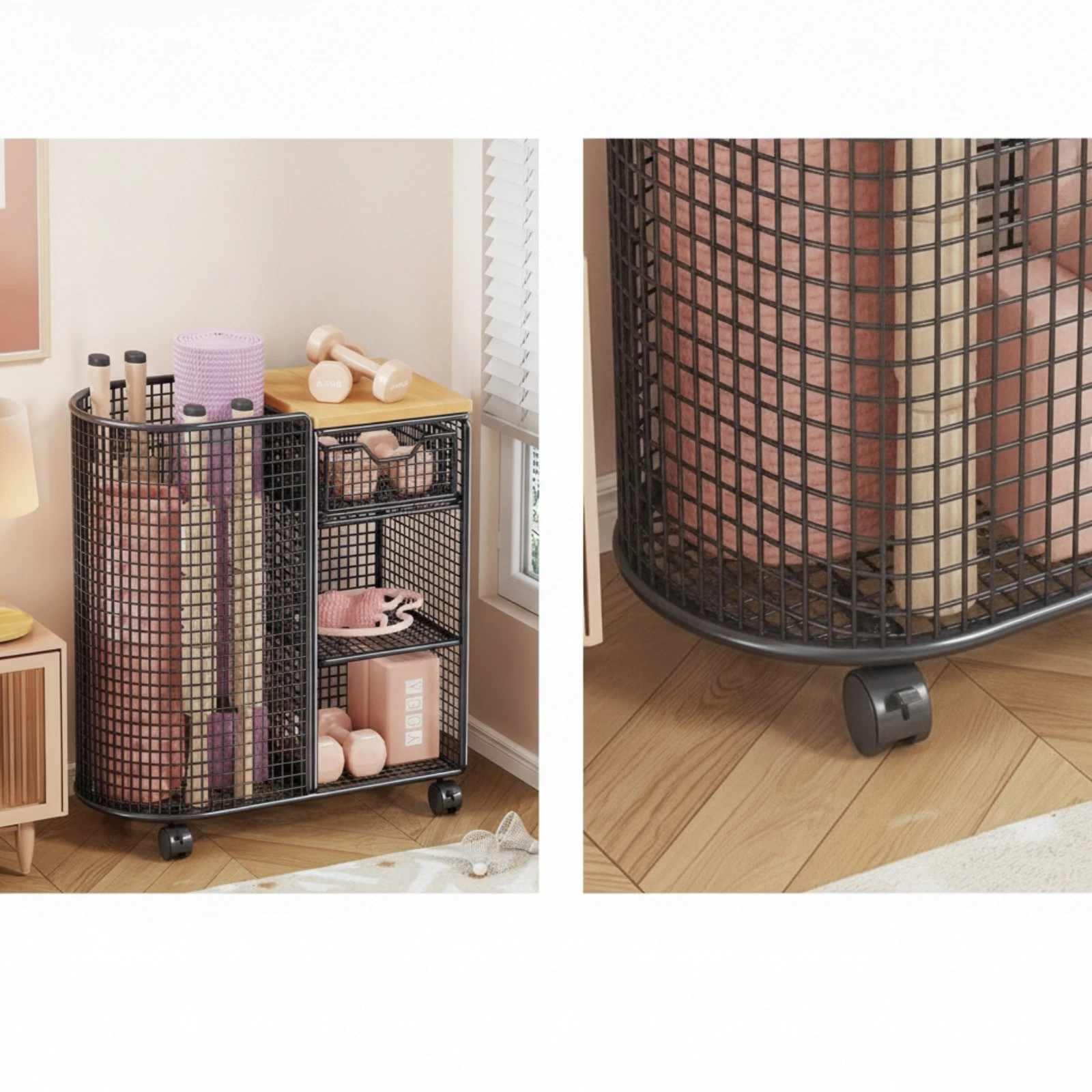 Rolling Storage Cart with Wood - Sports Equipment Cart recension och pris