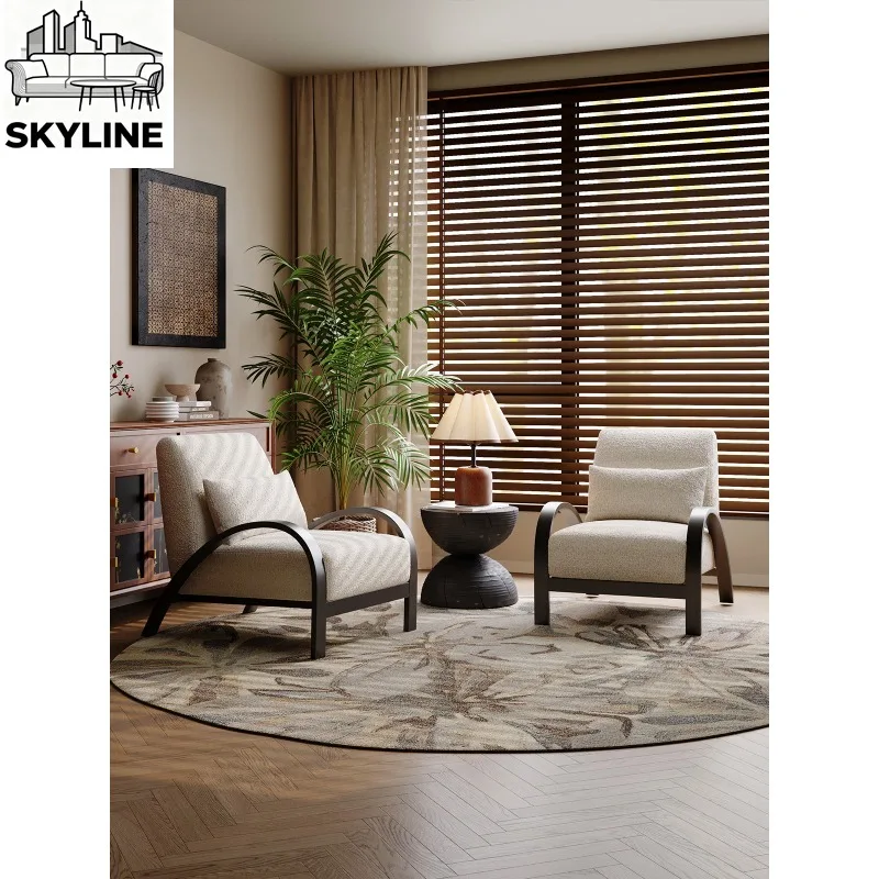Single Lounge Chair Robust Armrest Accent Furnish Minimal Decor Fit For Indoor Balcony Catering & Homestay Space Layout