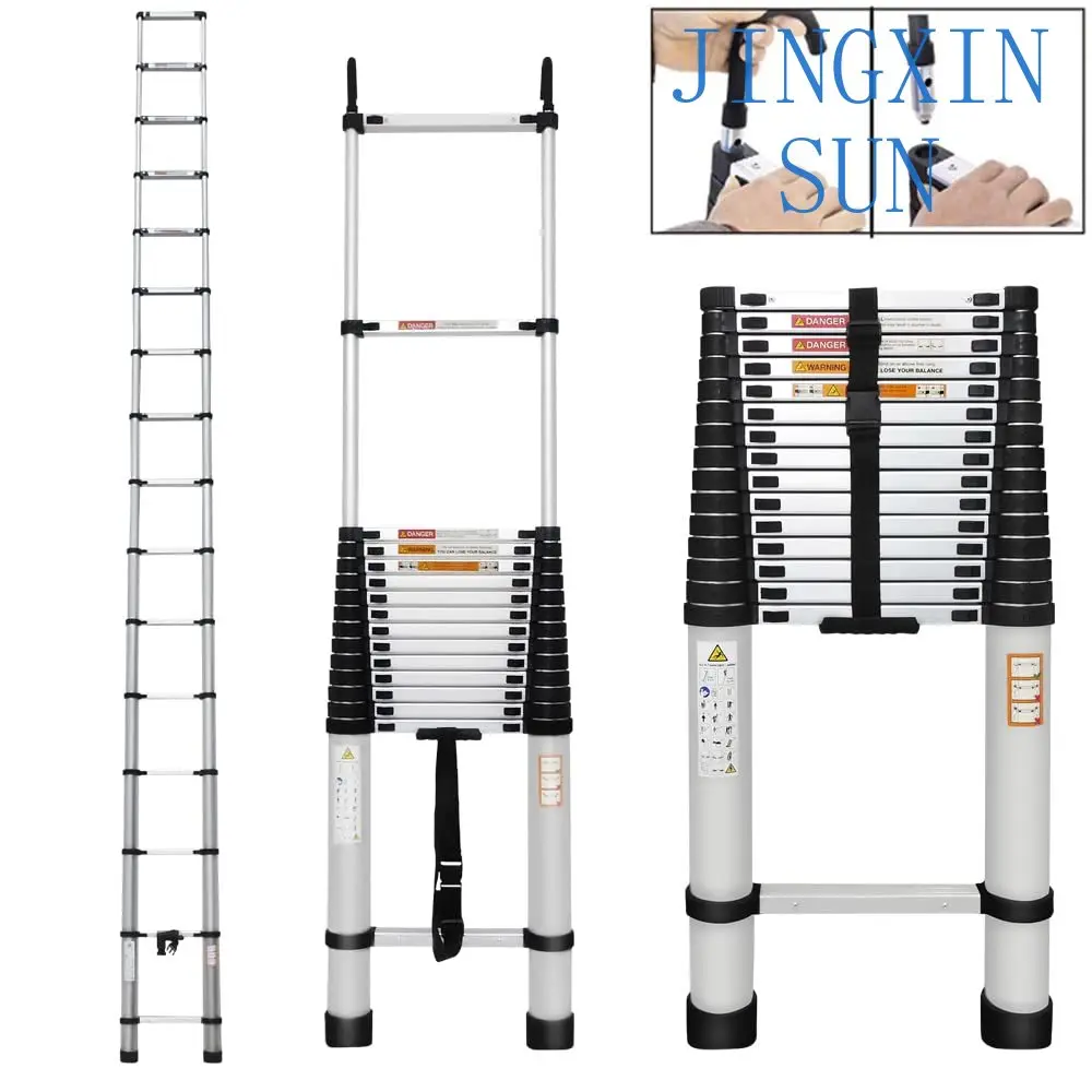 15-Step Aluminum Portable Telescopic Ladder 7m Roof Hooks Modern Insulated Collaps Scaffold for Home Outdoor for Staircase Gym