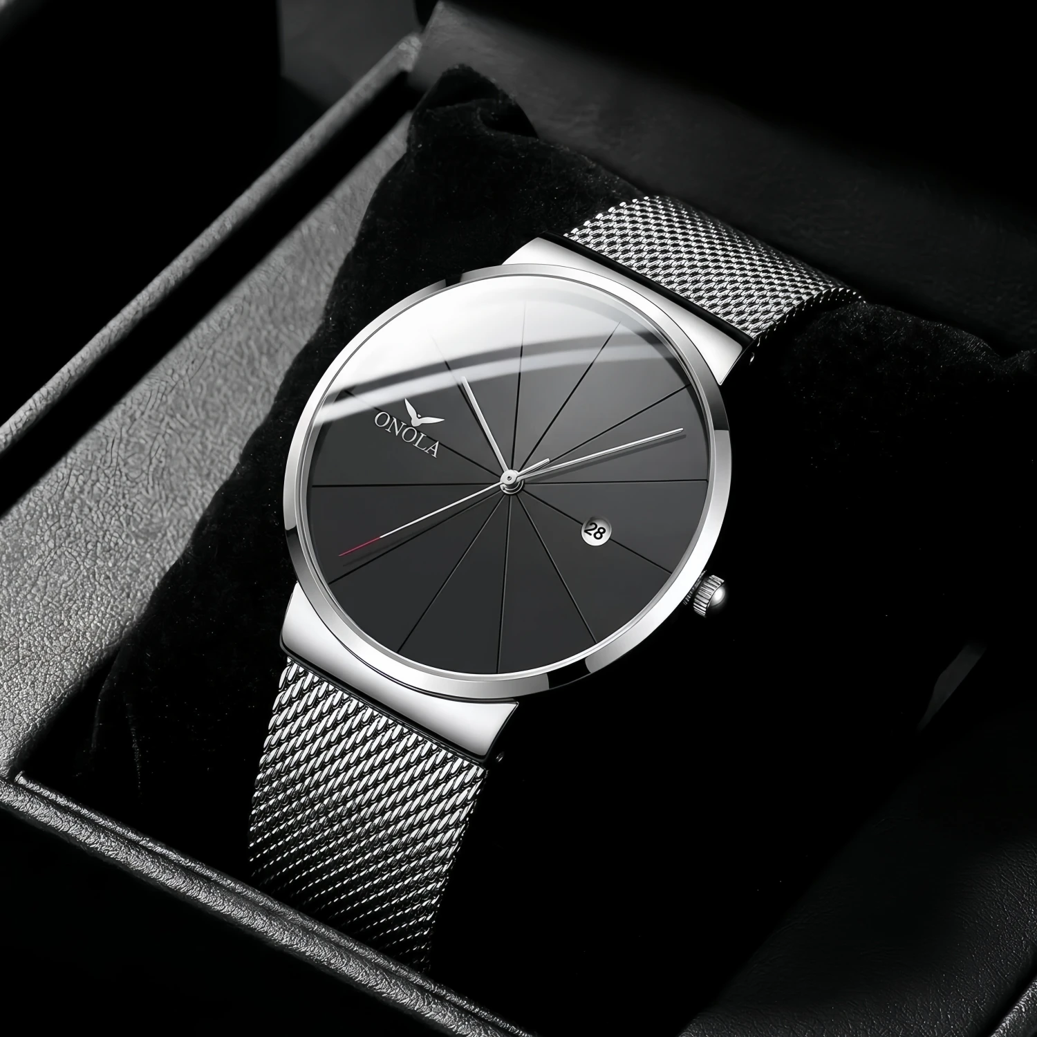ONOLA brand simple Mens watches calendar waterproof  Fashion Casual wristwatch gold all black  relogio masculino