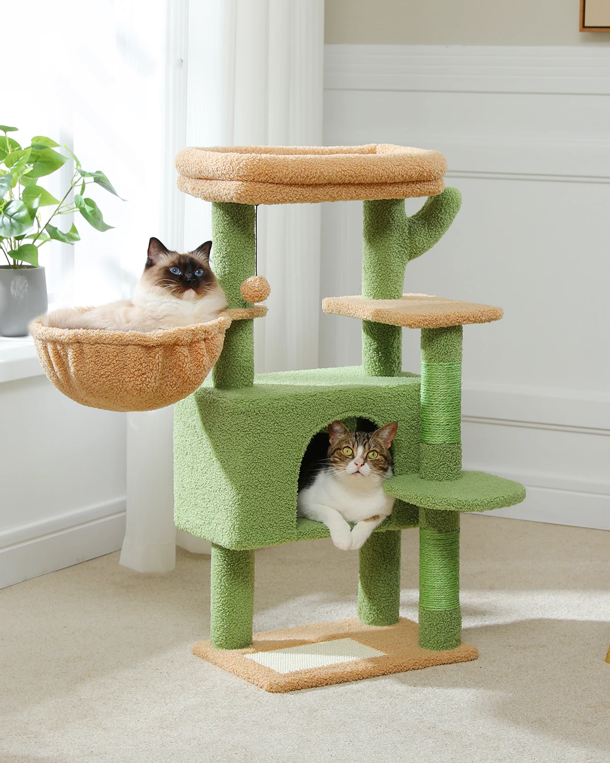 

Cactus Cat Tree with Condo Multi-Level Cat Tower Scratching Post for Kitten gatos Bed Cat Accessories Pet Cat Toys