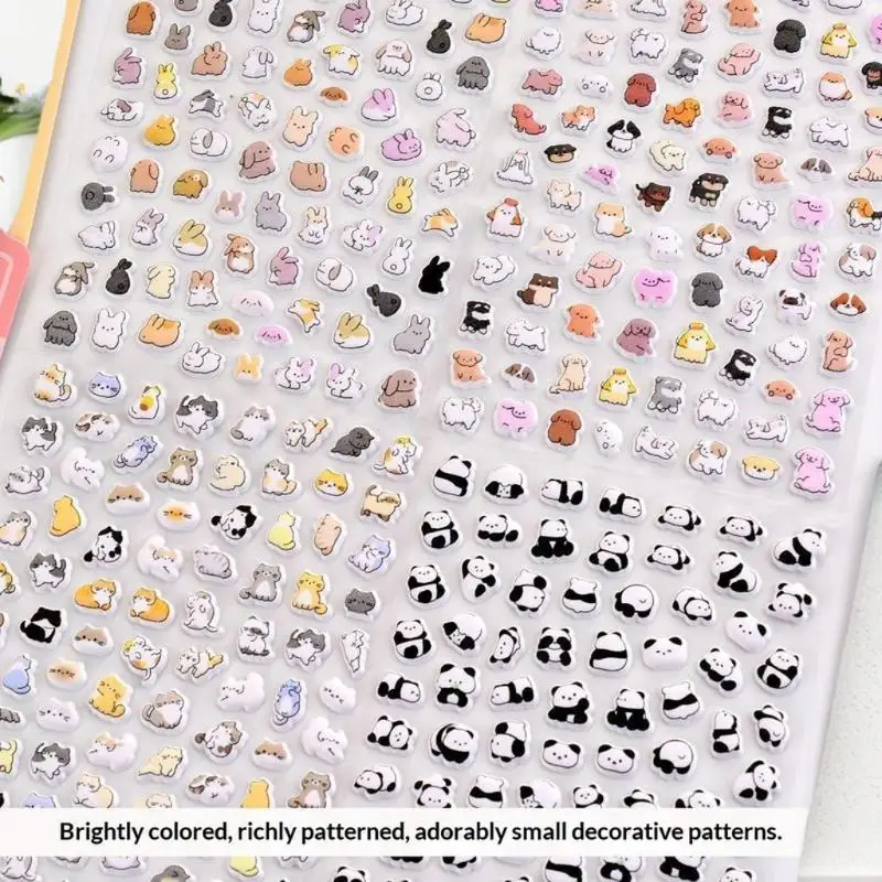 

1/4 Sheets Relief Kawaii Cat Panda Stationery Decals Sweet Cartoon Animal Scrapbook Journal Stickers DIY Decor Luggage Sticker