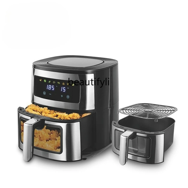 Penggoreng Udara Rumah Tangga Visual Kapasitas Besar 5,5L Oven Penggoreng Listrik Udara Integrasi Multifungsi