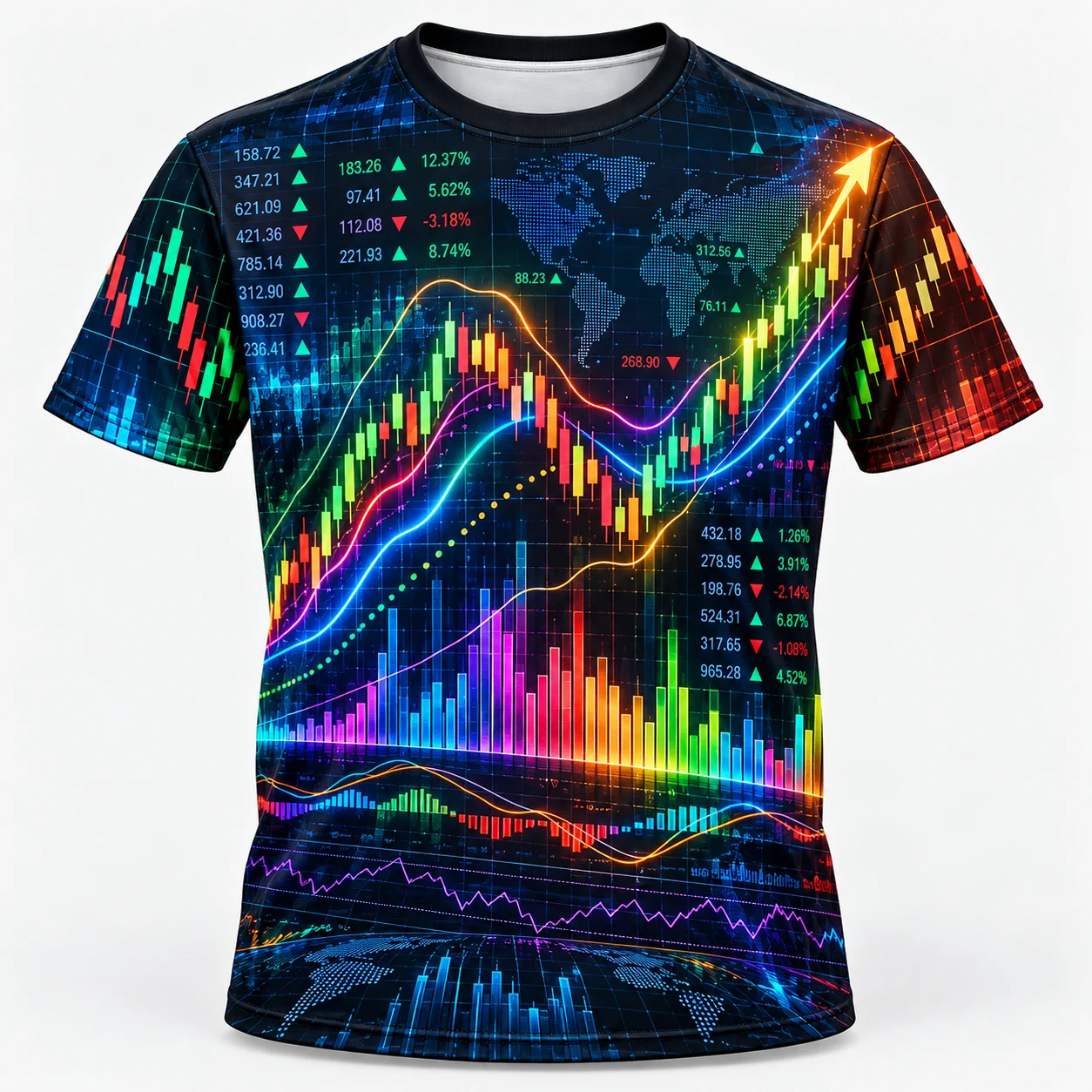 Men's 3D Print T-Shirt Stock Market Candlestick Chart Day Trader Forex Crypto Trading O Neck Short Sleeve Casual Tee Streetwear