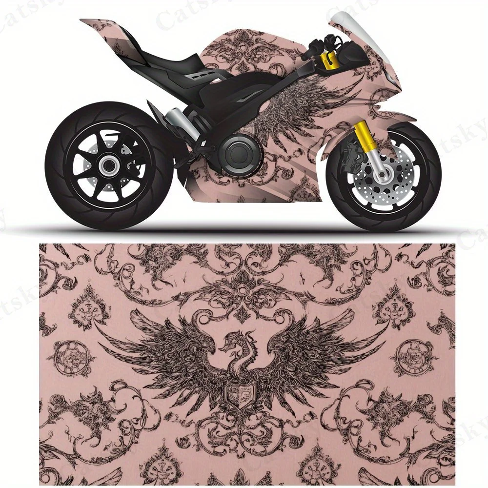 

Черно-белые наклейки на мотоциклетную пленку с крыльями, прочные клейкие наклейки из ПВХ для индивидуальной настройки мотоцикла, устойчивая к атмосферным воздействиям защита