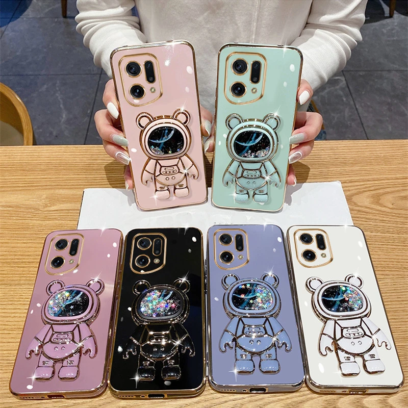 Cute Quicksand Space Bear Phone Case EVA For OPPOR17 15 Pro A93 91 72 71 59 58 57 55 53 52 39 37 35 32 15 9 5 Neo9 RealmeV23 F1S