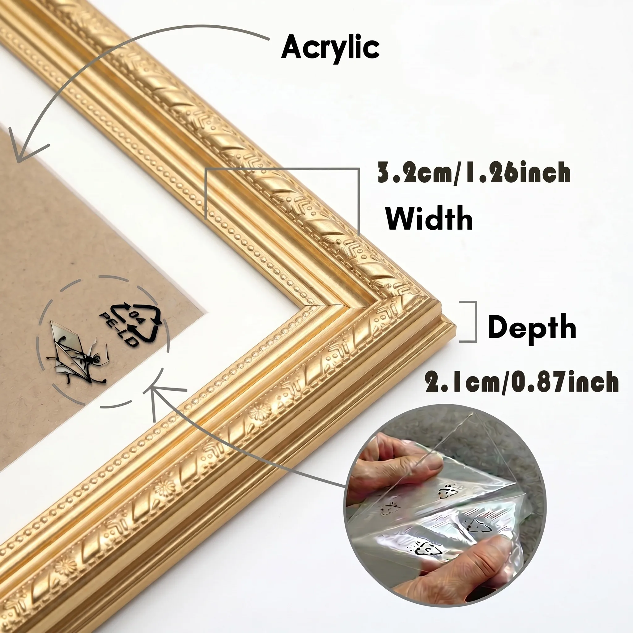 2 Pack Ornate Gold Certificate Display Frame A4-6in Elegant Antique Gold Photo Frames With Mat Picture Frames for Wall & Desk