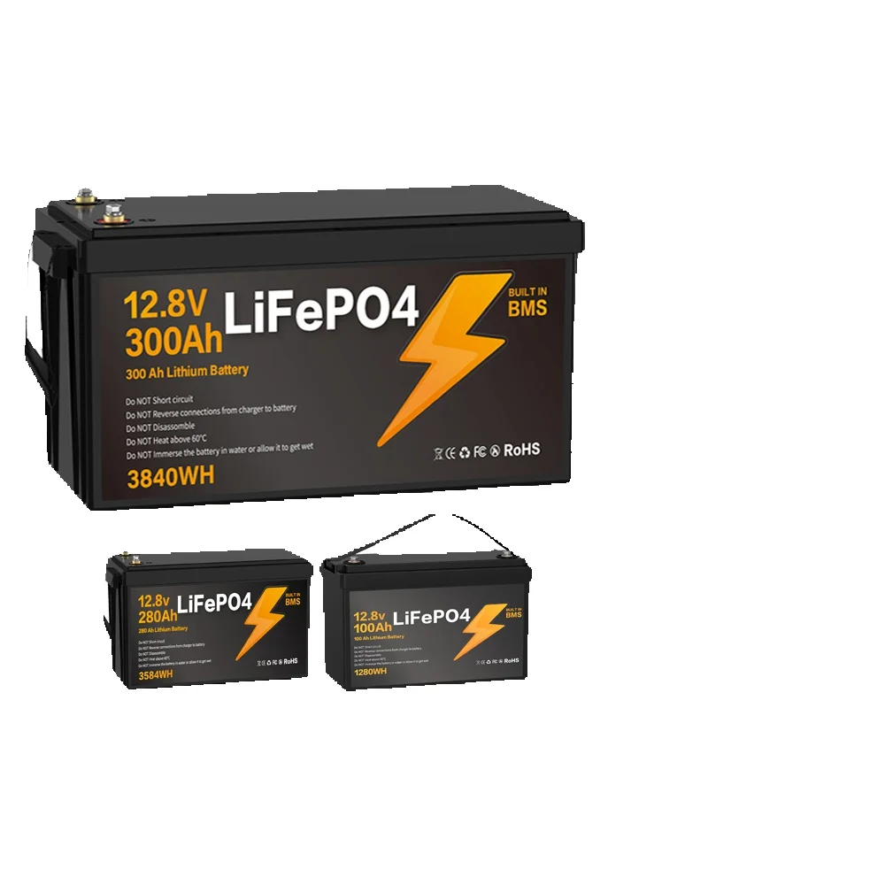 12,8V 300Ah LiFePO4 Lithium-Eisenphosphat-Batterie 3840Wh, integriertes BMS, A+ Qualitätszellen, 15000 Tiefentladezyklen, breiter Temperaturbereich, 4P4S erweiterbar für Wohnmobile, Solaranlagen,