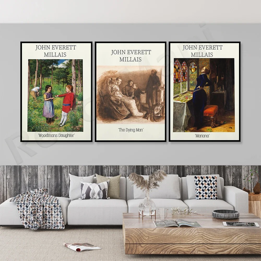 John Everett Millais The Dying Man, John Everett Millais Ophelia Mariana, Clay Pot Study, Woodmans' Daughters Exhibition Poster
