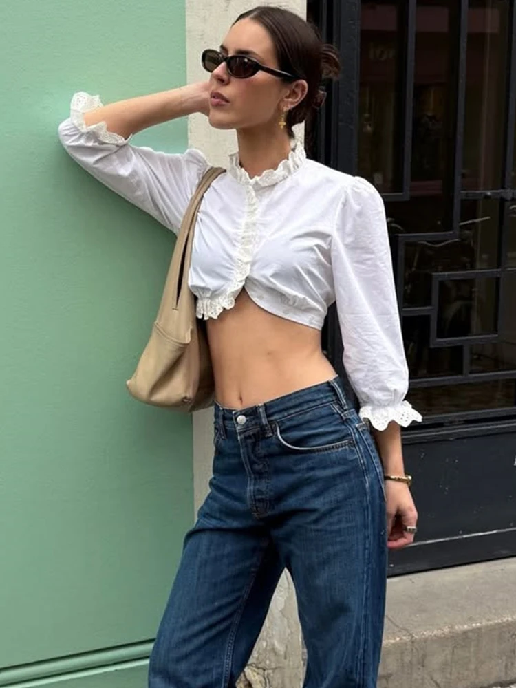 Trendix Lace Patchwork Short Sleeve Cropped Women Summer Sexy Slim Holiday Beach Crop Tops High Street Fashion Y2k Tank Top 2026
