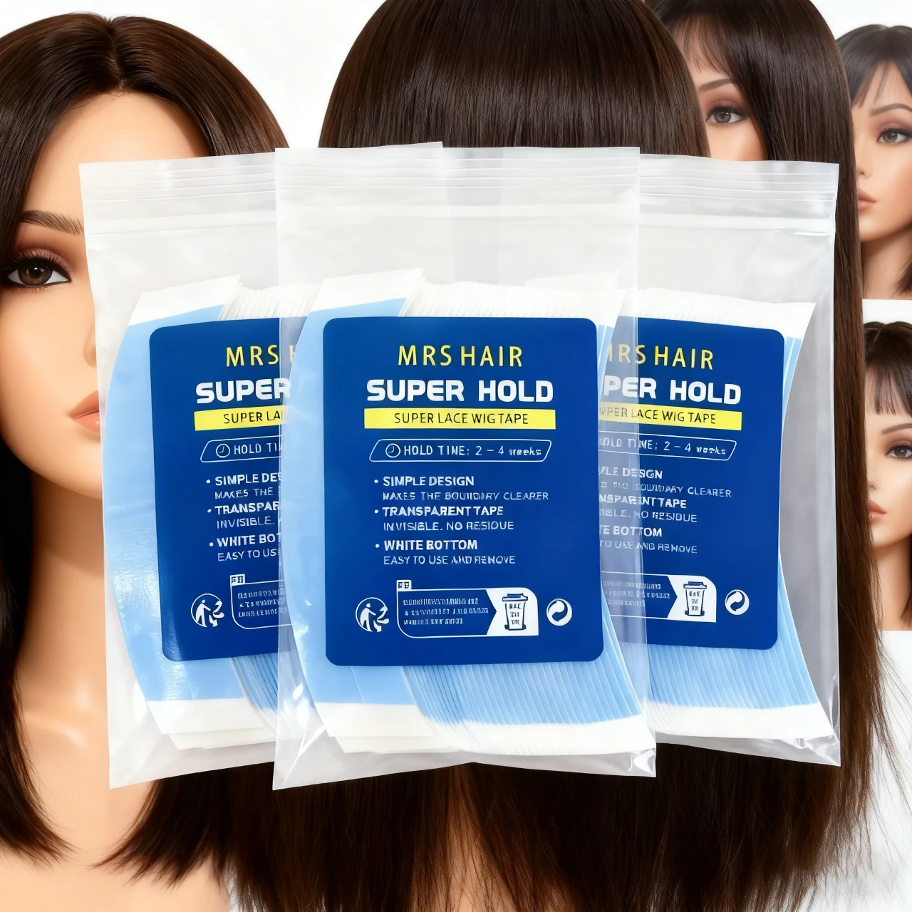 

36pcs/72pcs/108pcs Double Sided Hair Adhesive Tape Adhesive Blue Hair Clip For Lace Wig Extension Tools Lace Front Tape