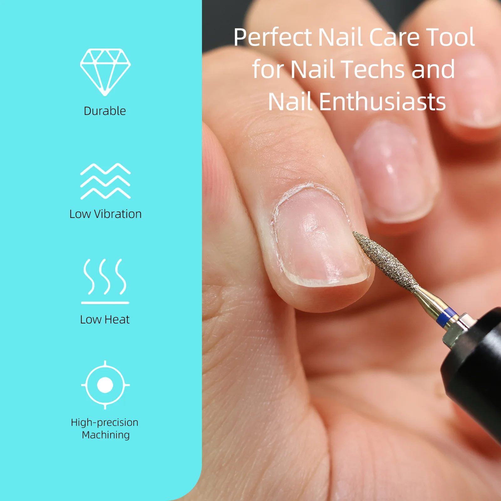 HYTOOS Gold Cuticle Clean Diamond Nail Drill Bits for Dead Skin Pro Russian Cuticle Burr Nail Prep Tool for Manicure Technicians