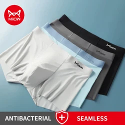 MiiOW 3Pcs Ice Silk Men Underwear Boxers Seamless Sexy Mens Underpants Antibacterial Men's Panties Mens Breathable Boxer Briefs