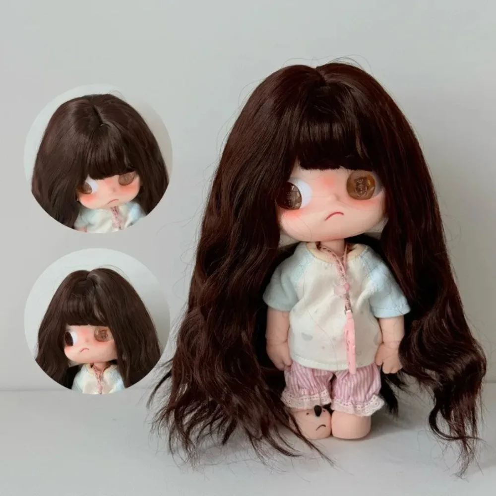 2D Doll High Temperature Silk Long Curly Hair Big Head Doll Making Supplies Accessories Fashion Doll Creativity DIY Dress Up Wig