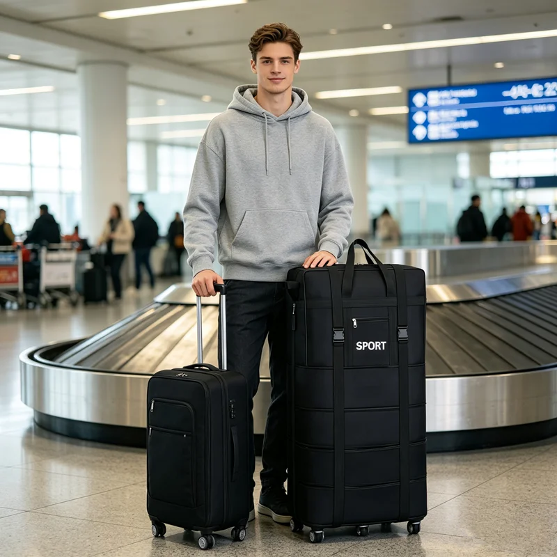 Expandable Foldable Suitcase Collapsible Rolling Travel Luggage Bag for Men Women Travel Luggage Bag