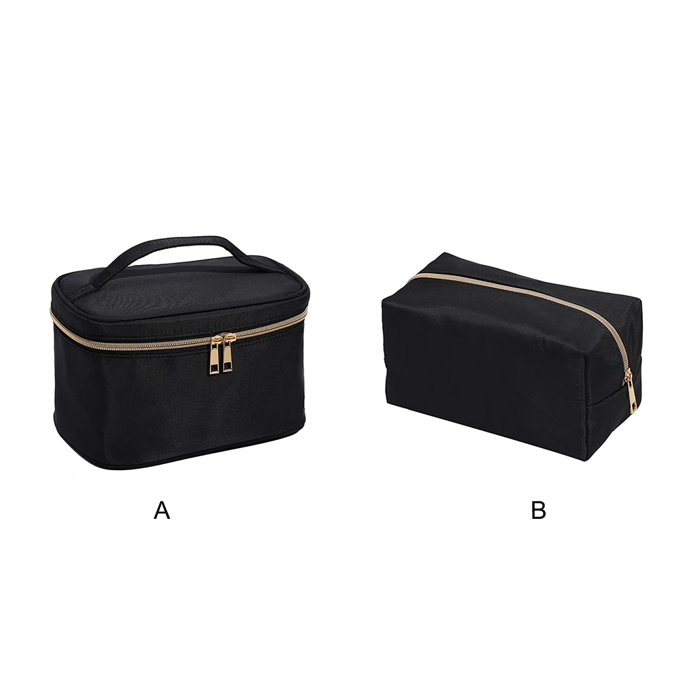 Black Solid Color Makeup Bag - Fine Workmanship And Simple For Traveling And Storing Makeup Black square bag