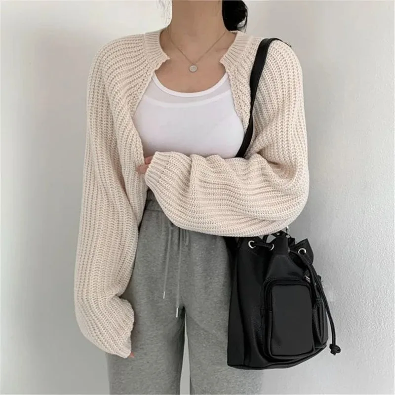 Colorfaith SWC1653 New 2023 Chic Korean Fashion Short Cardigans Knitted Poncho Women Summer Elegant Vintage Minimalist Lady Tops