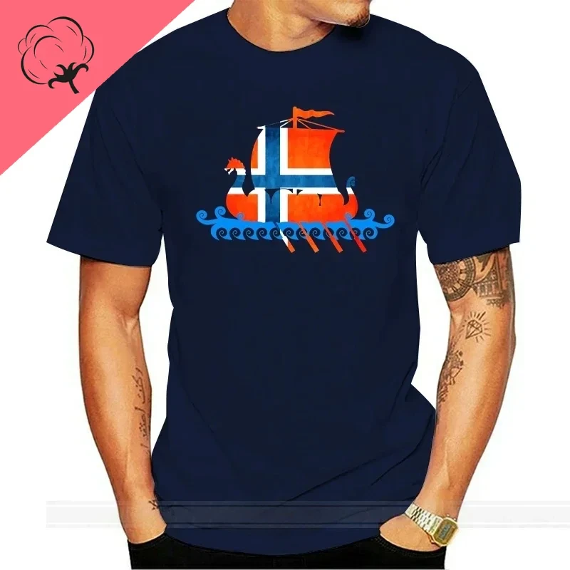 Men Funny T Shirt Women Cool tshirt Norway   Norwegian Flag Ship 100%cotton t shirt