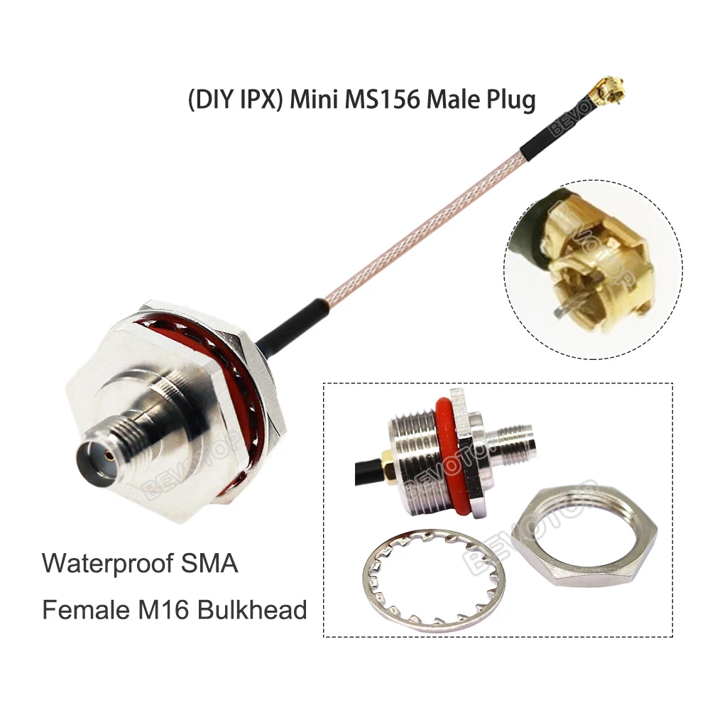 1PCS RG-178 M16 SMA/RP SMA Female Bulkhead to DIY IPX Mini MS156 Male Connector RG178 Cable RF Coaxial Pigtail Extension Jumper