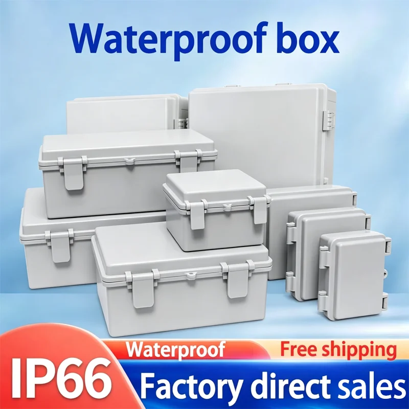 IP66 Gray/Transparent Electronic Box Instrument Hinge Case Waterproof Outdoor Distribution Enclosure Case PC Plastic
